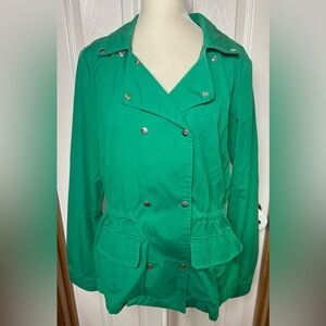 Market & Spruce Utility Anorak Jacket Denim Jacket Jean Jacket Cotton Green M